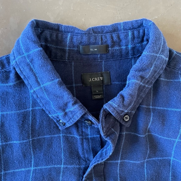 Blue J Crew windowpane button down - Picture 2 of 2